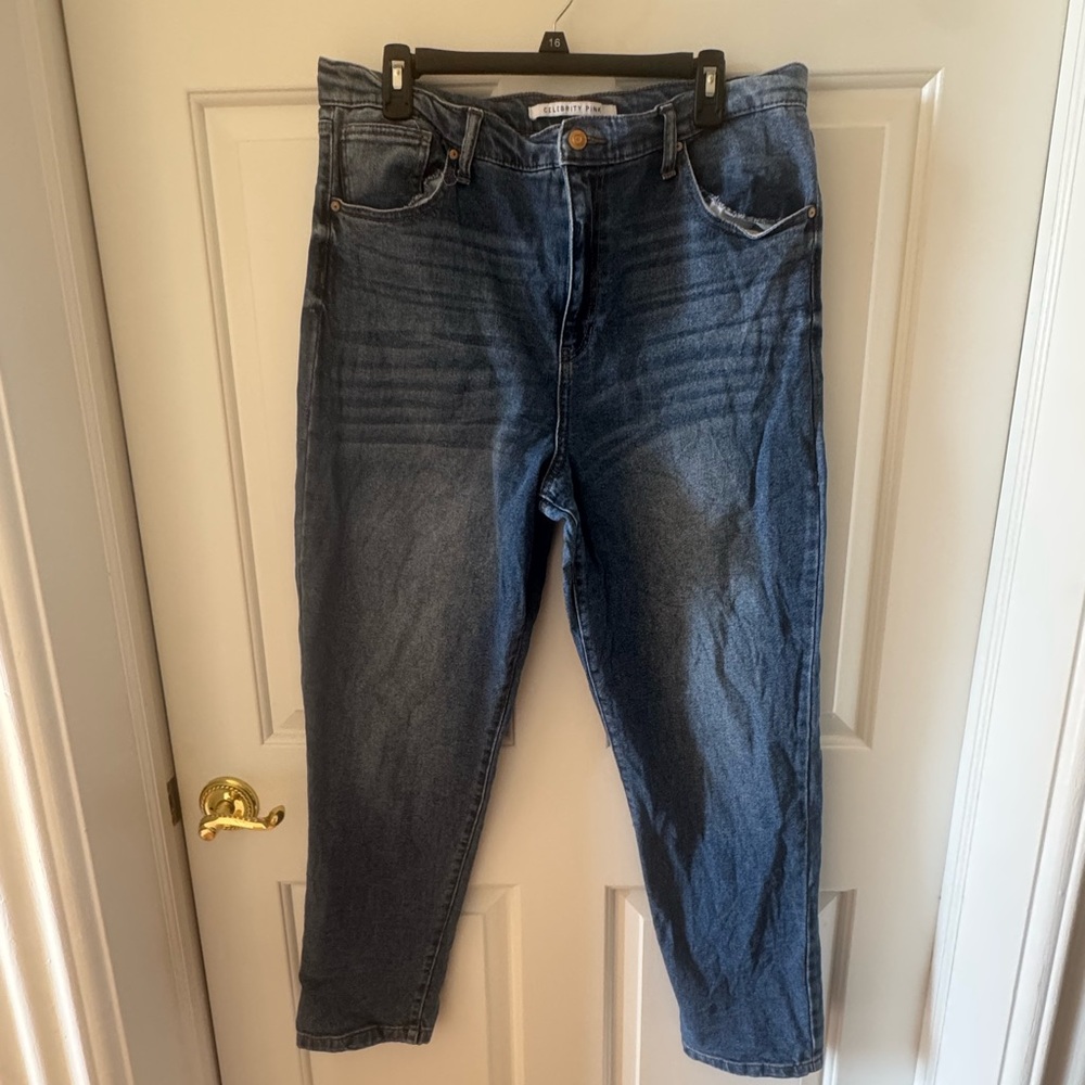 Celebrity Pink Dark Blue Boyfriend Jeans